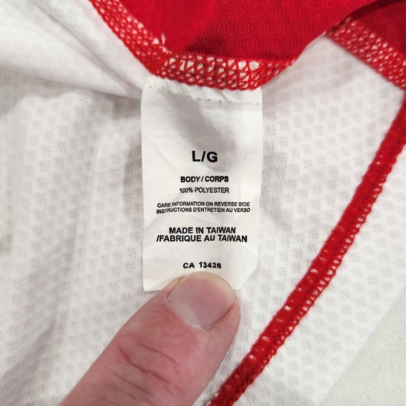 Sugoi Cycling Jersey Crew Neck Shirt Red White Zip Back Pocket Mens Large - Picture 7 of 11